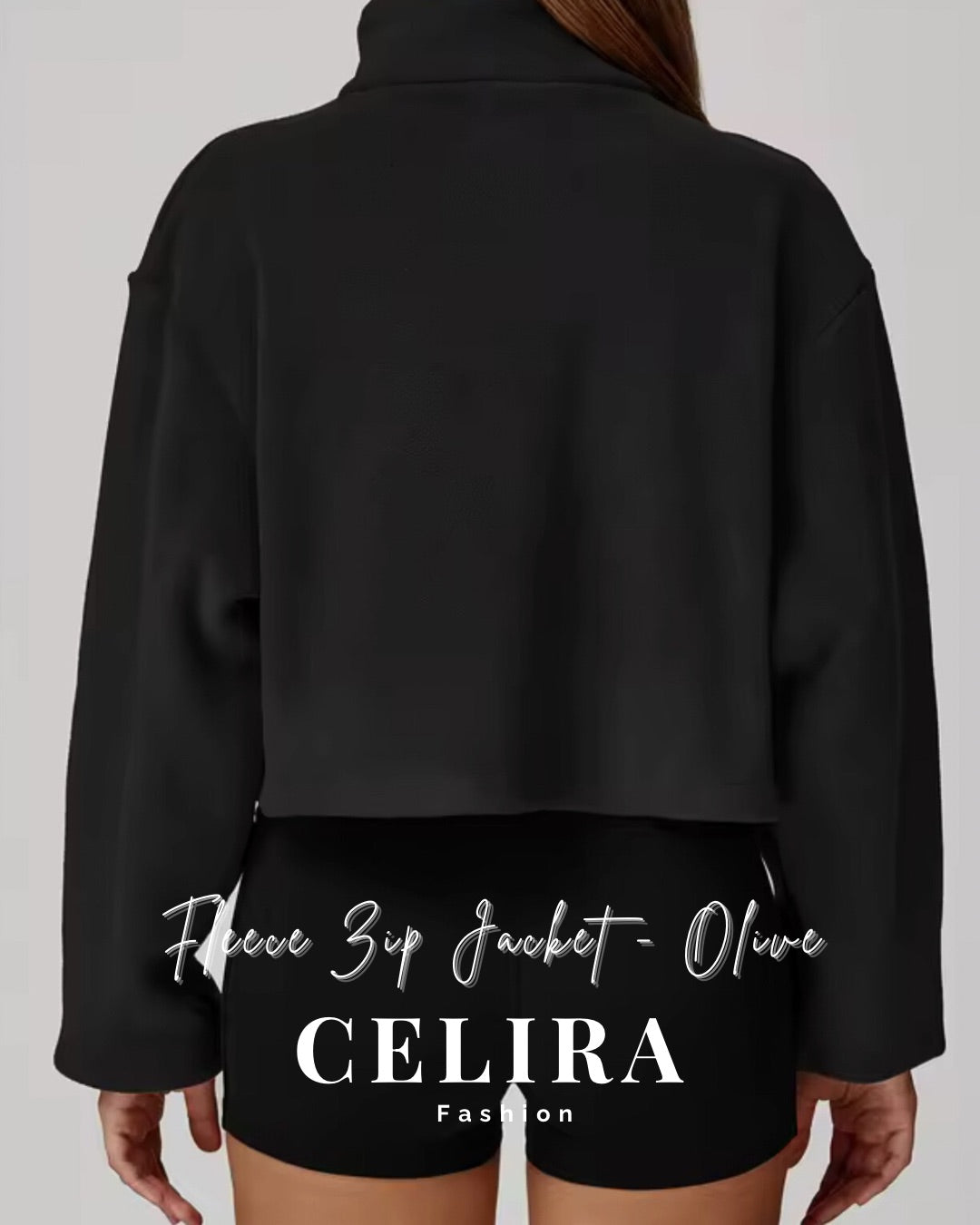 ג׳קט פליז ספורטיבי אוליב