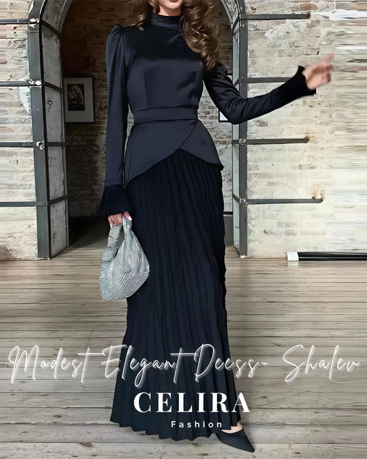 שמלה אלגנטית צנועה - שלו