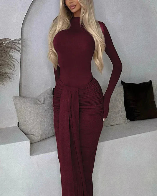 שמלת מקסי ערב- שקד