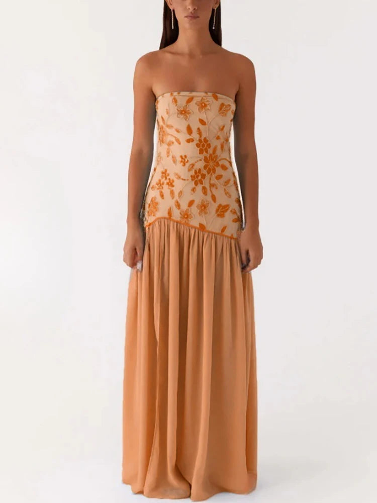 שמלת מקסי סטרפלס- סליון