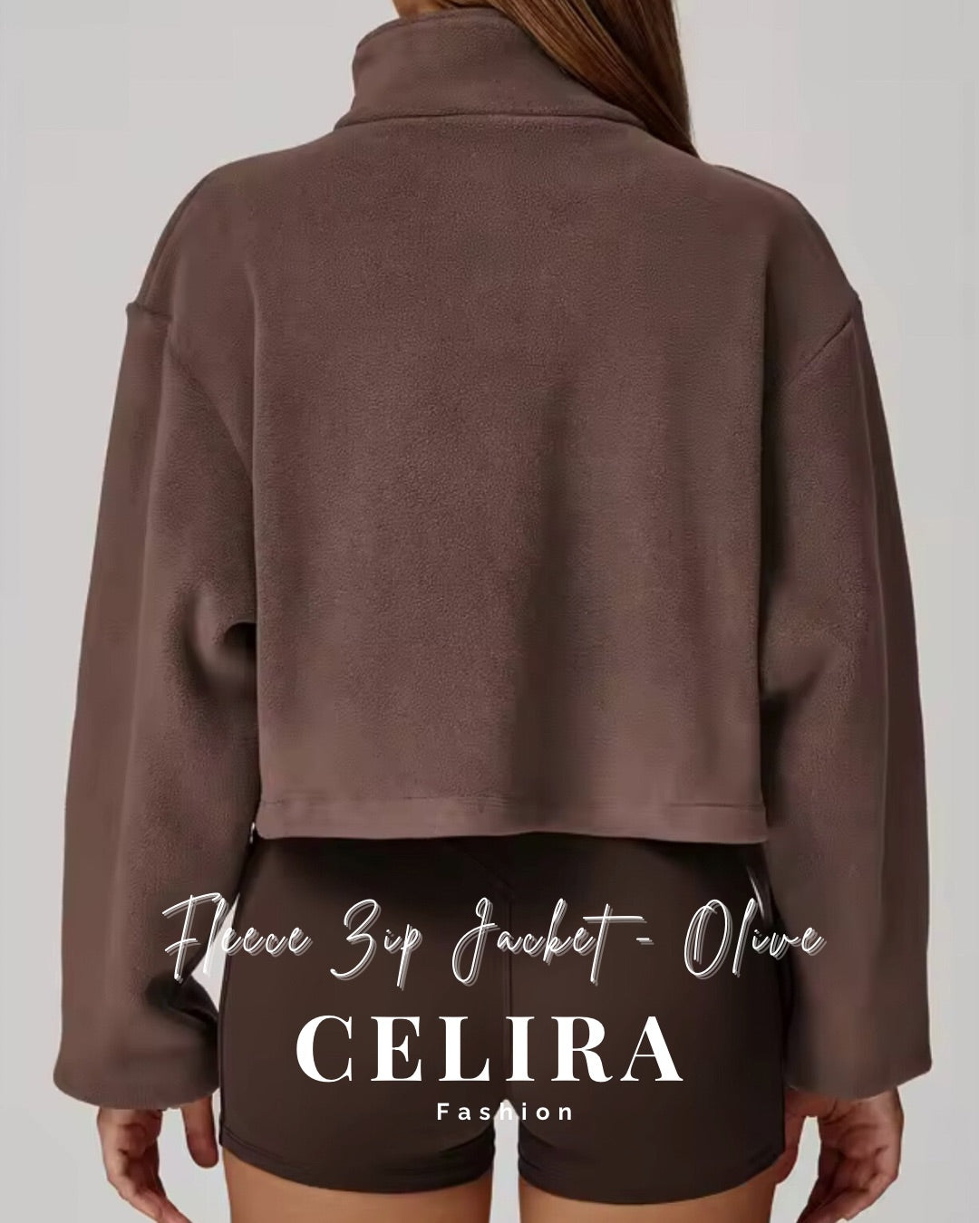 ג׳קט פליז ספורטיבי אוליב