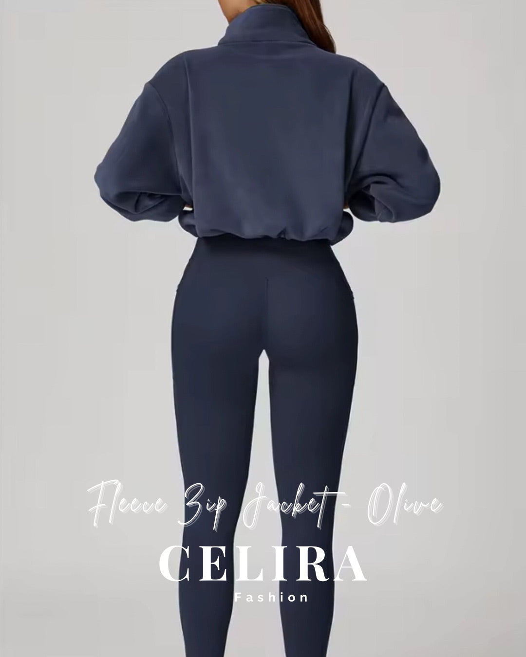 ג׳קט פליז ספורטיבי אוליב