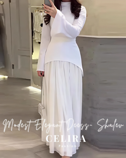 שמלה אלגנטית צנועה - שלו