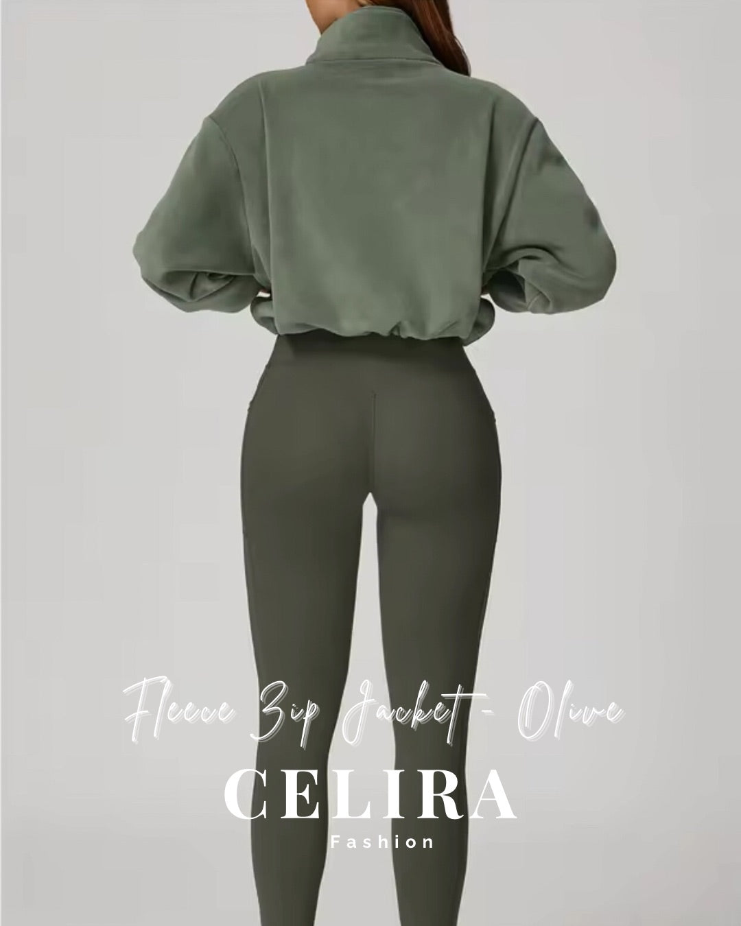 ג׳קט פליז ספורטיבי אוליב