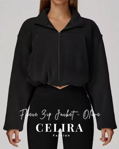 ג׳קט פליז ספורטיבי אוליב