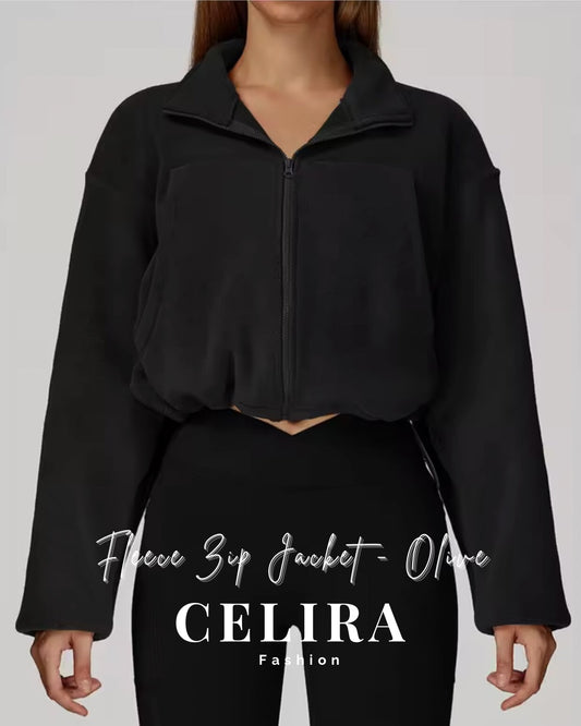 ג׳קט פליז ספורטיבי אוליב