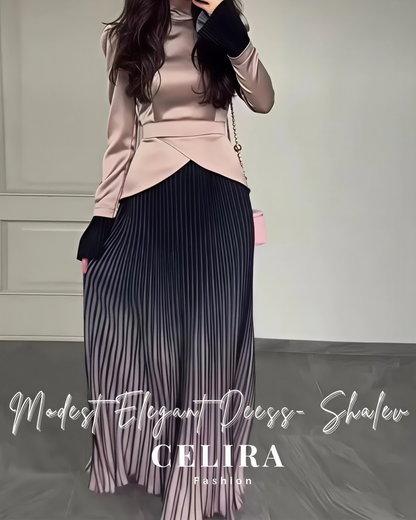 שמלה אלגנטית צנועה - שלו