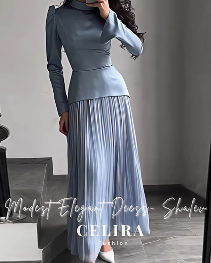 שמלה אלגנטית צנועה - שלו