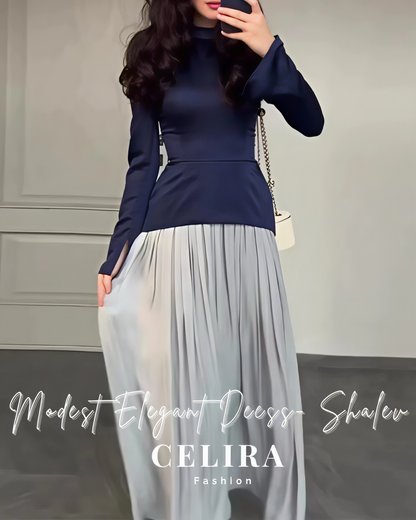 שמלה אלגנטית צנועה - שלו