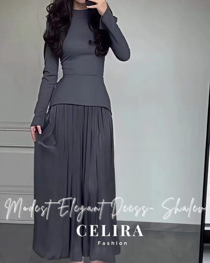 שמלה אלגנטית צנועה - שלו