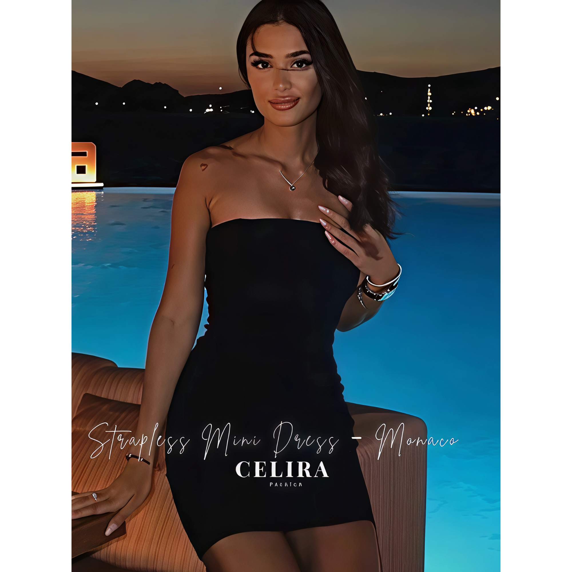 שמלת מיני סטרפלס דגם-מונאקו