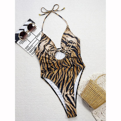 בגד ים שלם מנומר- אמבר