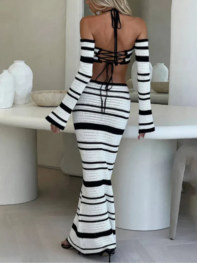 חליפת חוף פסים סרוגה- אורין