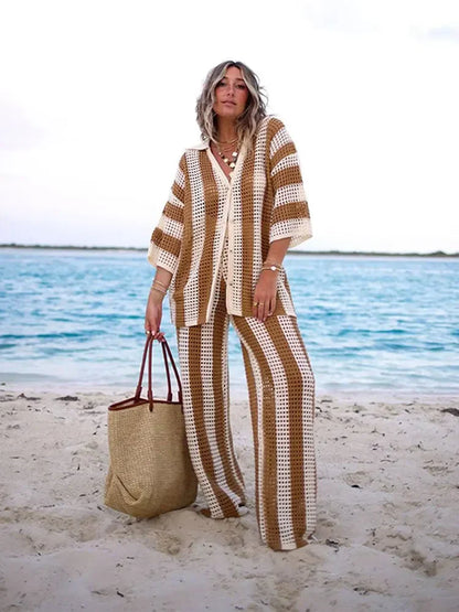 חליפת חוף סרוגהפסים- מיקונוס