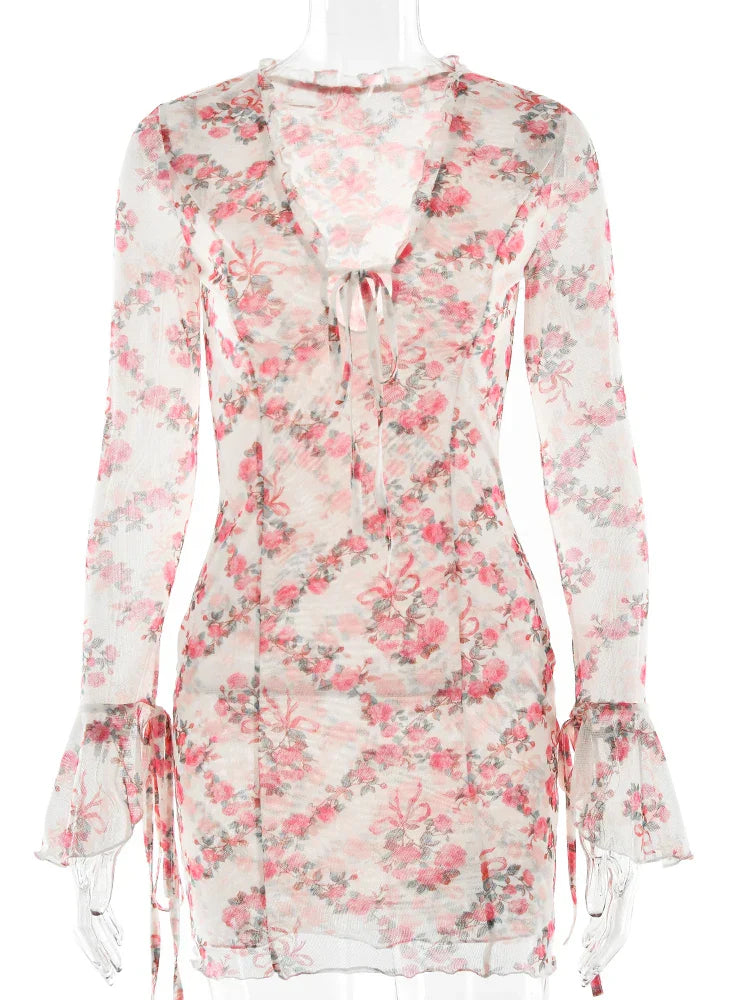 שמלת מיני פרחונית שקפקפה- ליאה