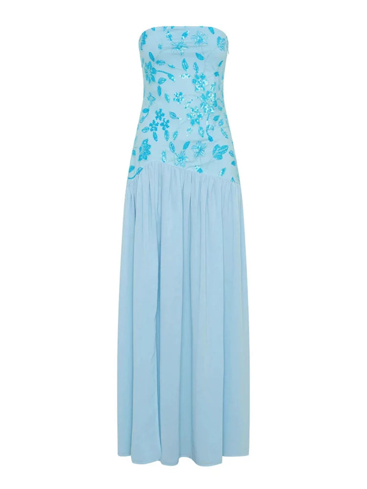 שמלת מקסי סטרפלס- סליון