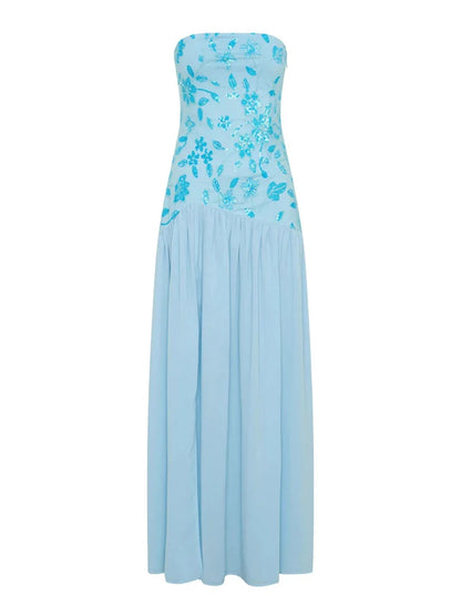 שמלת מקסי סטרפלס- סליון