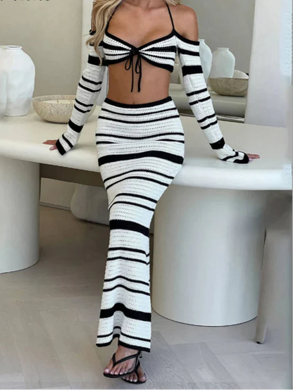 חליפת חוף פסים סרוגה- אורין