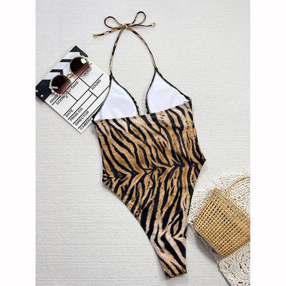 בגד ים שלם מנומר- אמבר