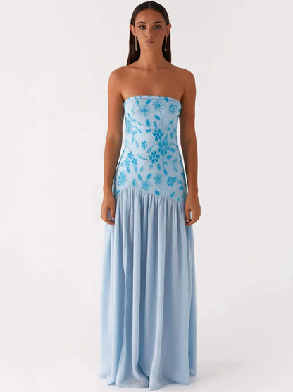 שמלת מקסי סטרפלס- סליון