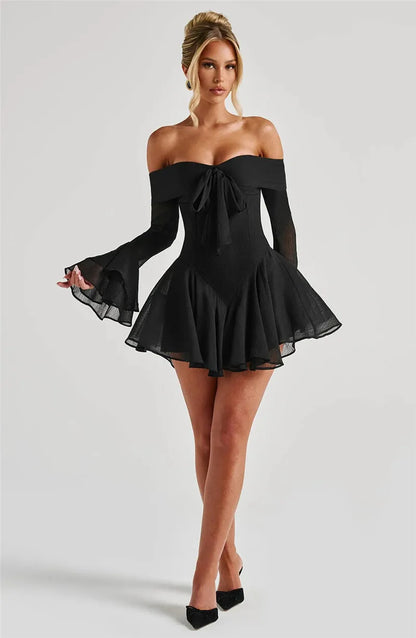 שמלת מיני סטרפלס- לורי