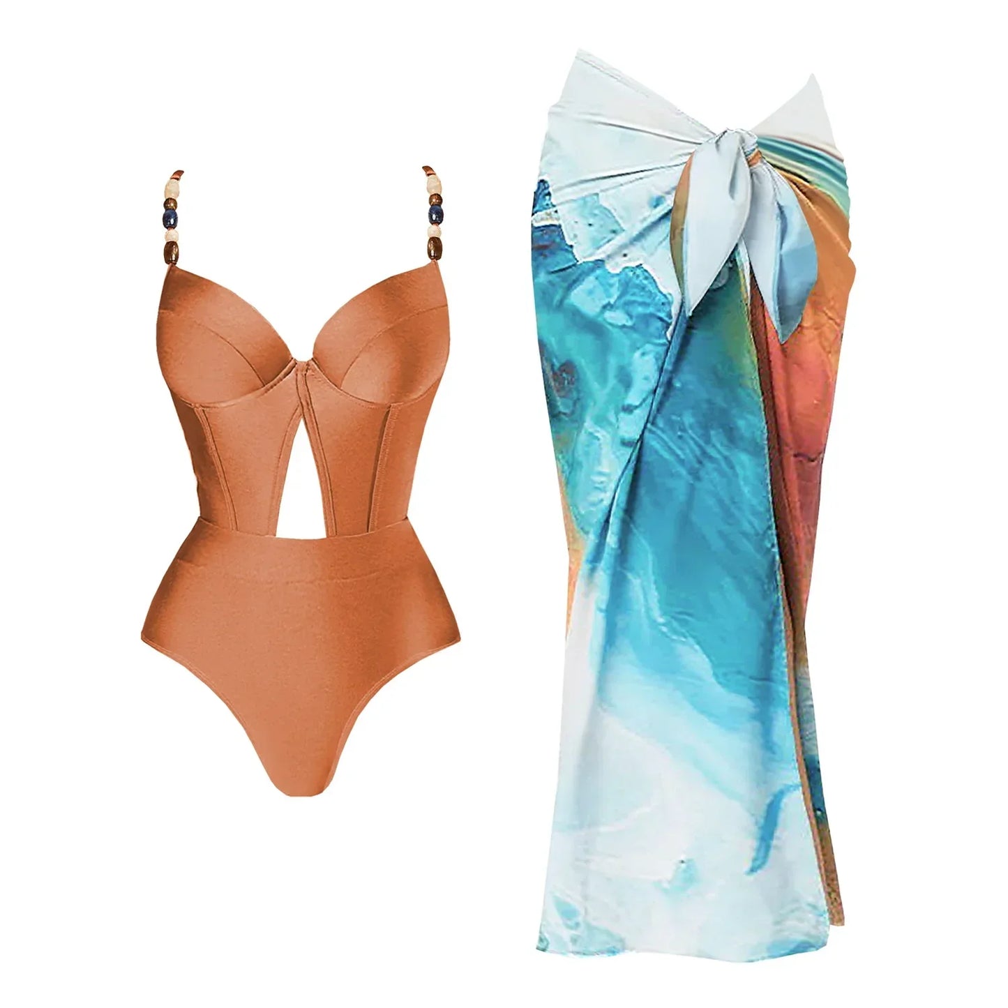 בגד ים שלם וחצאית תואמת- נטע