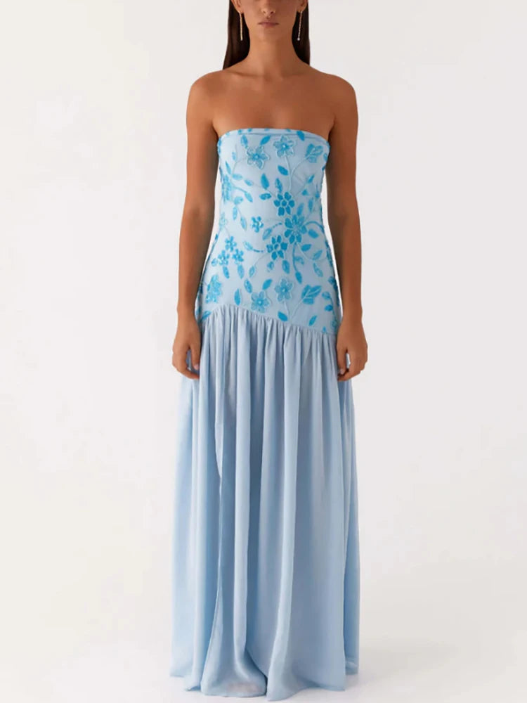 שמלת מקסי סטרפלס- סליון