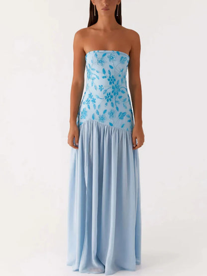 שמלת מקסי סטרפלס- סליון