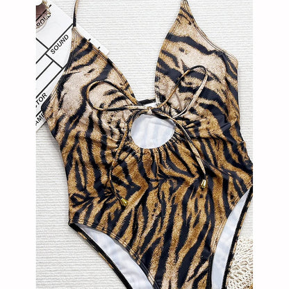 בגד ים שלם מנומר- אמבר