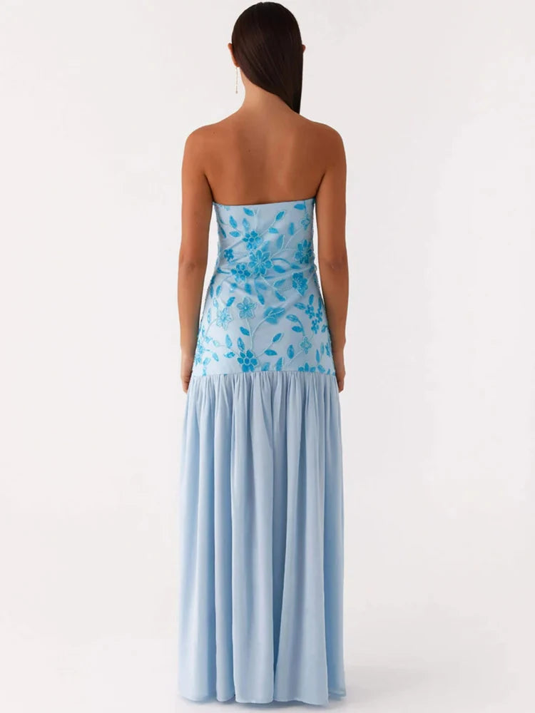 שמלת מקסי סטרפלס- סליון